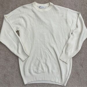 Italy GRAN SASSO White knitting Crew Neck Sweater For Men As is
